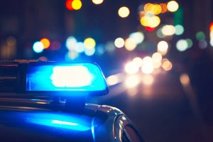 St. Louis police lights at car accident