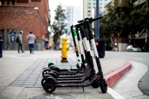 electric scooters on street in st. louis