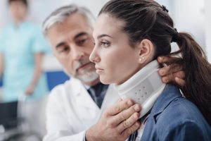 woman with neck fracture after a car accident
