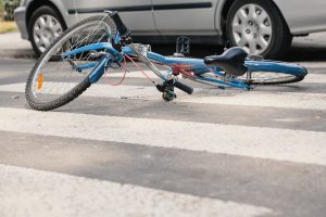 bike on the street involved in an accident