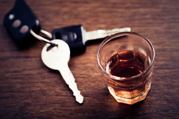 alcohol next to car keys